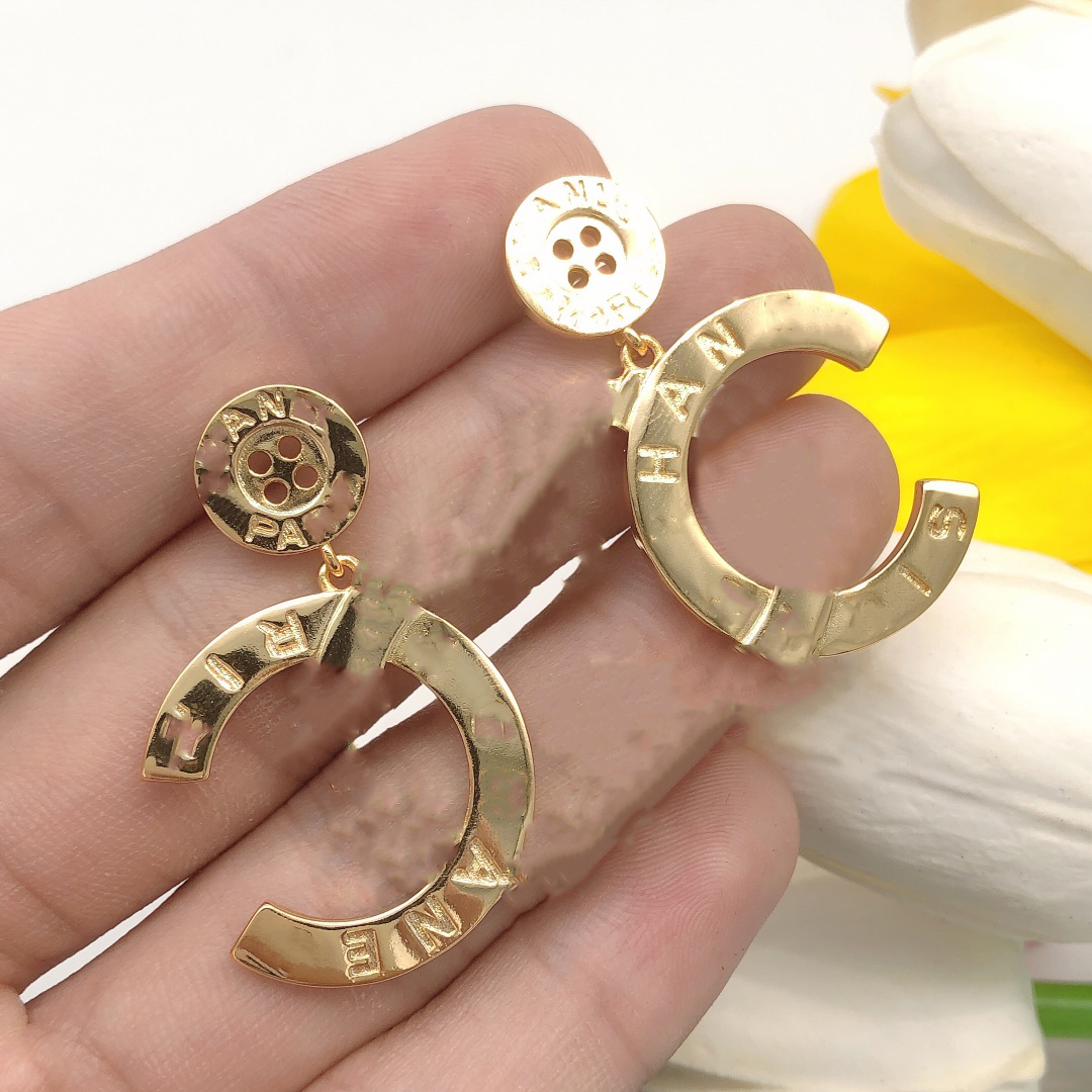 New Woman Stud C Logo Earrings Designer Letter Hoop C Earing Women jewelry Ccity Double 2354-image-889815243
