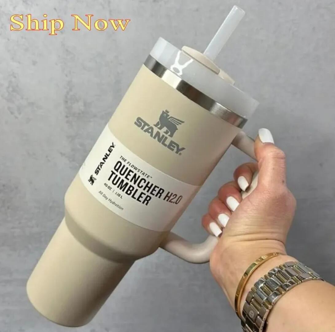 Ready To Ship Stanley Quencher Tumblers H2.0 40oz Stainless Steel Cups with Silicone handle Lid Straw 2nd Generation Car mugs Water Bottles GJ073-image-858756047