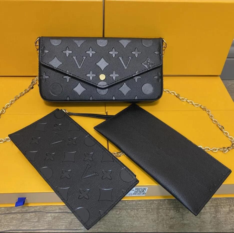 Nouvelle mode 3 pièces Luxury One Bager Sac Tote Portefeuille Chaîne de la chaîne Crossbody Style Dames Carte Holder Pouche de pochette avec boît
