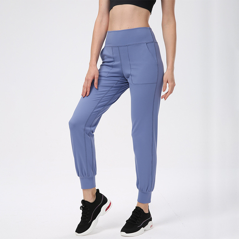 Yoga Womens Jogger Pants High Waist Soft Womens Pockets Pants Training Lady Jogging Pants F19027-image-890803880