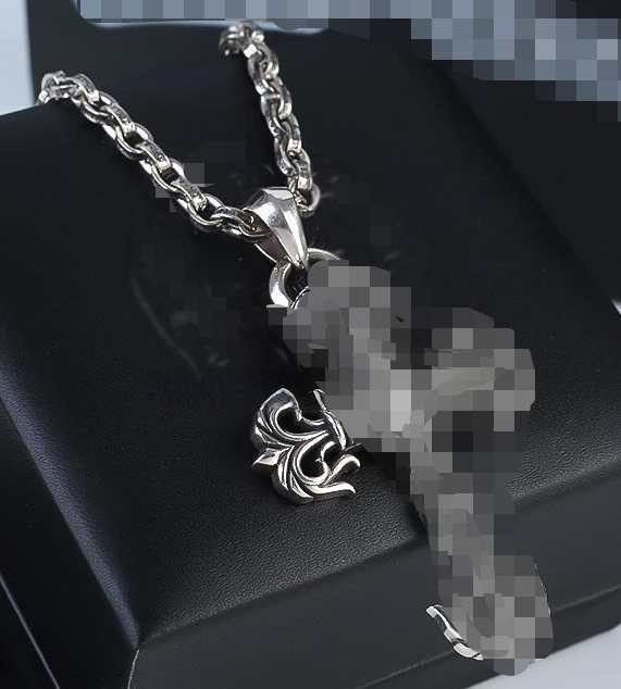 Fashion Pendant Necklace Classic Flame Pendant Male Hip Hop Personality Retro Roman Cross Necklace-image-890047866