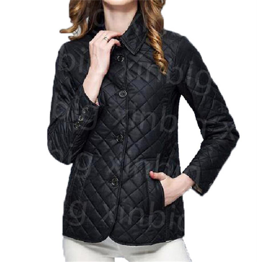 Femmes bouton Veste Hiver Automne mode coton Slim Style Britannique Plaid Quilting Coat