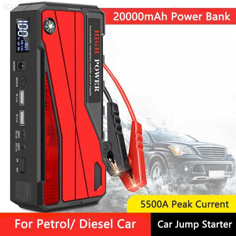 Banques d'alimentation pour téléphone portable 5500A Démarreur de voiture Banque d'alimentation 20000mAh Chargeur portable Batterie externe pour