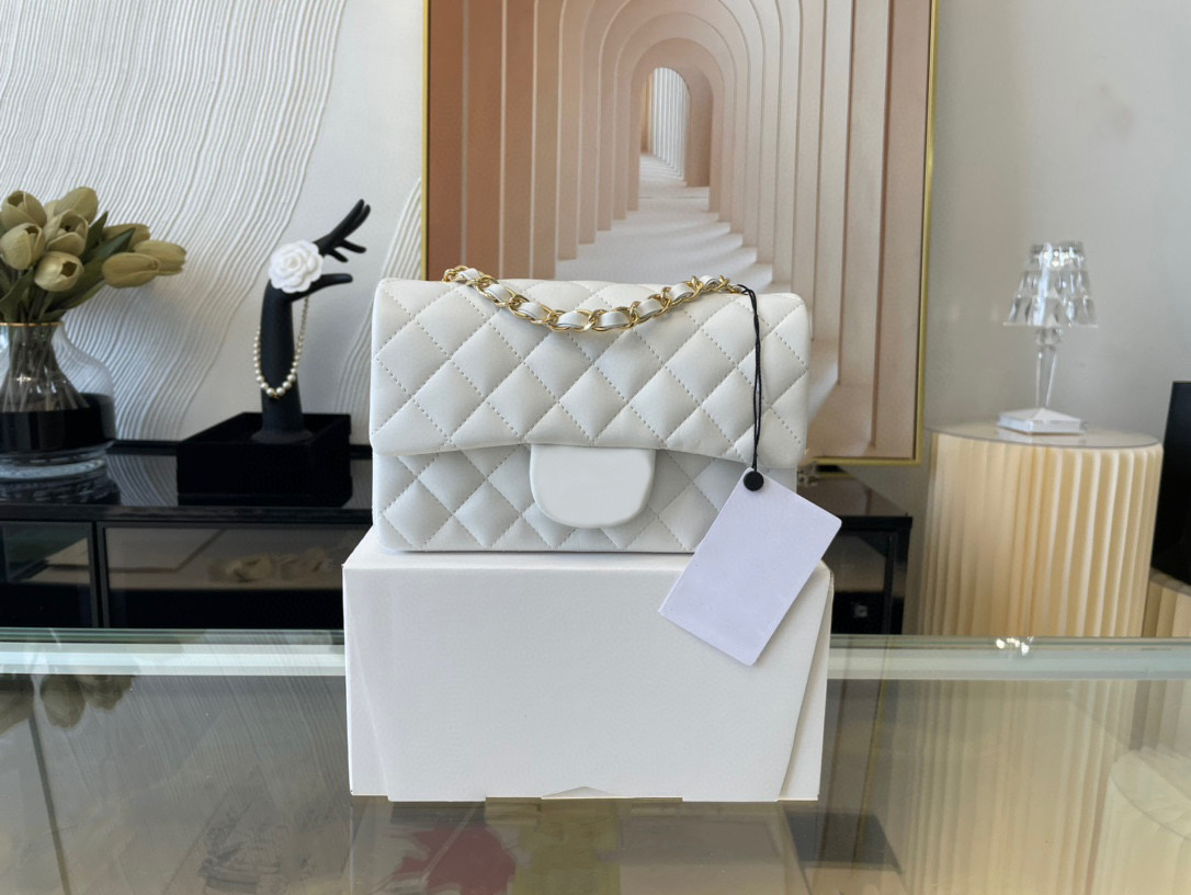 10A super Original quality 20cm women mini chain shoulder bags caviar Lambskin leather Luxury designer CF bag fashion crossbody Flap handbag lady pu