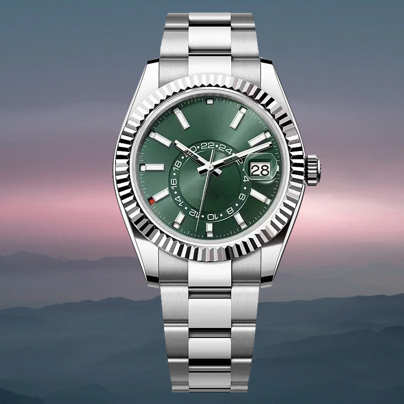 Man High Quality Mechanical 42mm Stainless Steel Waterproof Luminous Gold Montre Homme Watch Fashion Watches Skydweller 8215 Movement Dhgate