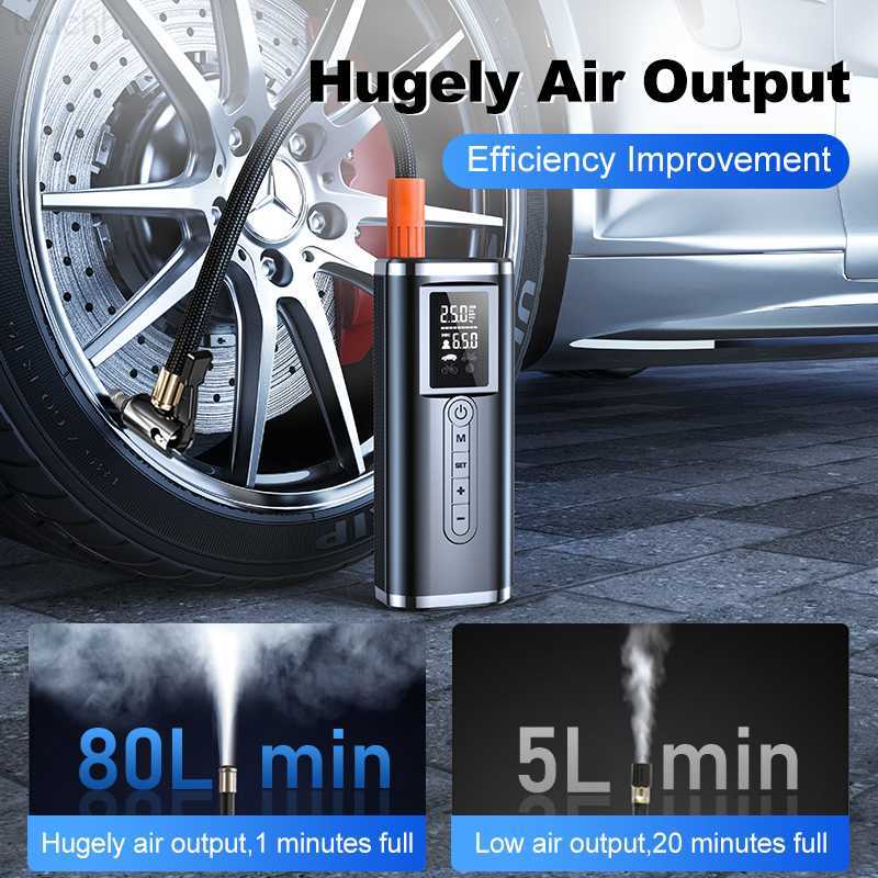 Cell Phone Power Banks Cafele 12V 150PSI Bicycle pump For Car Mattress Portable Air Compressor High Pressure Electric Car Tire Inflator With Powe-image-897123115