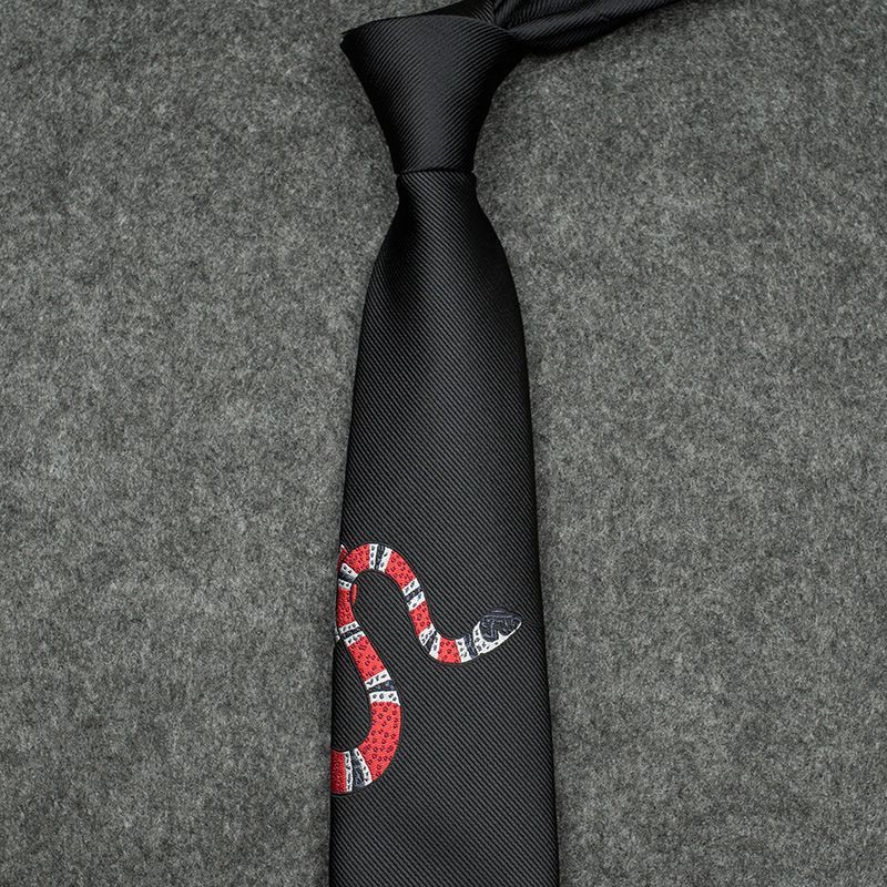 2023 New designer Europe and America new men's fashionable personalized embroidery coral snake formal business professional leisure tie-image-890409659