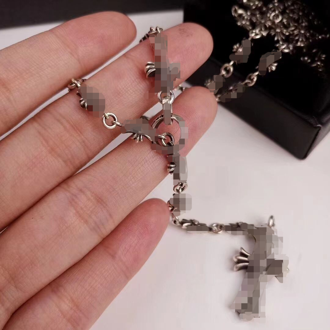 Silver Vintage Necklace Cross Personality Cross Sweater Chain for Men and Women-image-938264019