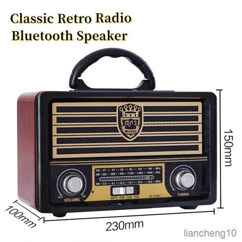 Portable Speakers Wooden Portable Wireless Radio Bluetooth Retro High Stereo AM FM Radio Card Player R230731-image-890634059