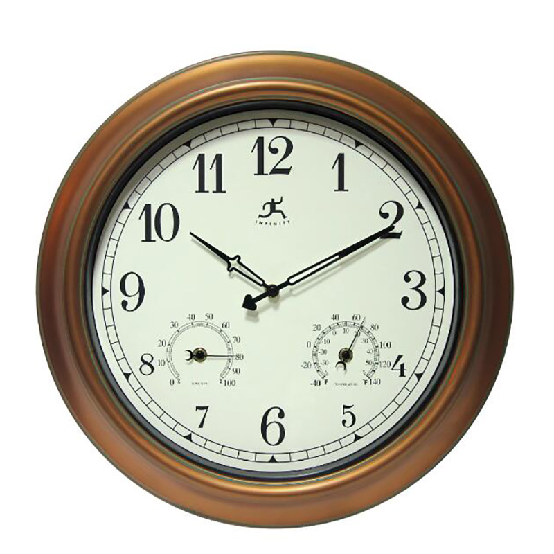 18inch Waterproof Plastic Wall Clock Radio Movement Aged Copper Frame Clock-image-866832877
