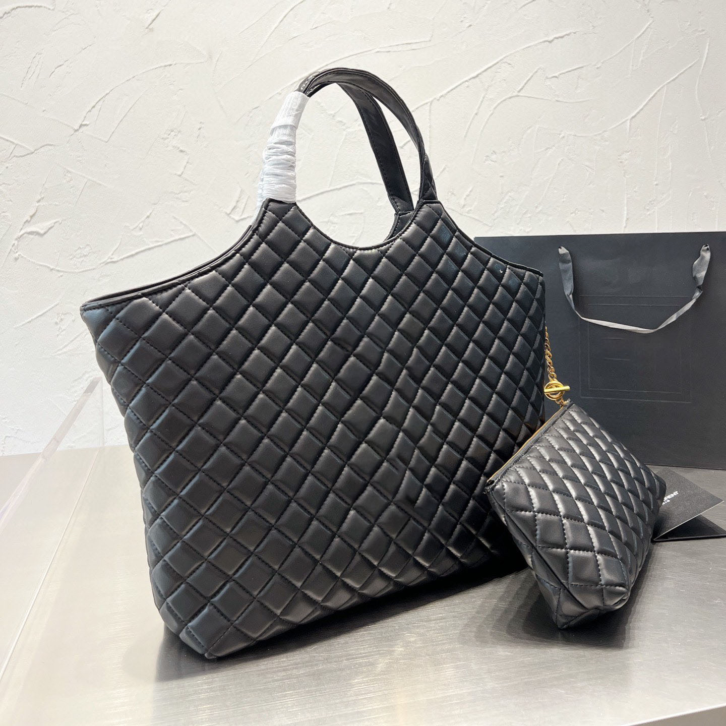 Classics Large shopping bag Women designer Totes quilted Attaches Leather handbag Fashion Woman lambskin Purse 2Pcs set-image-890632101