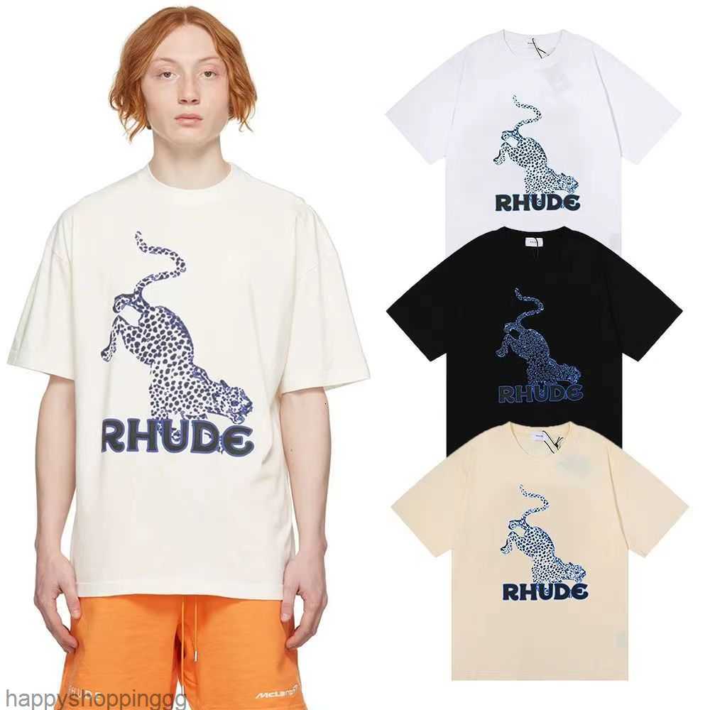 

23s Summe mens T-Shirts America Tide Brand RHUDE Printed t Men Women Washed Do Old Round Neck treetwear T-shirts Spring Summer highs Street