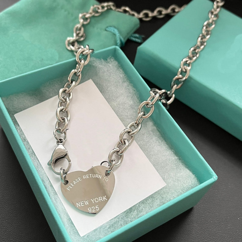 

Designer Choker Necklace Silver for Women Correct Brand Logo Circle Delicate Fashion Stainless Steel Gift Luxury Quality Gifts Family Friend Couple
