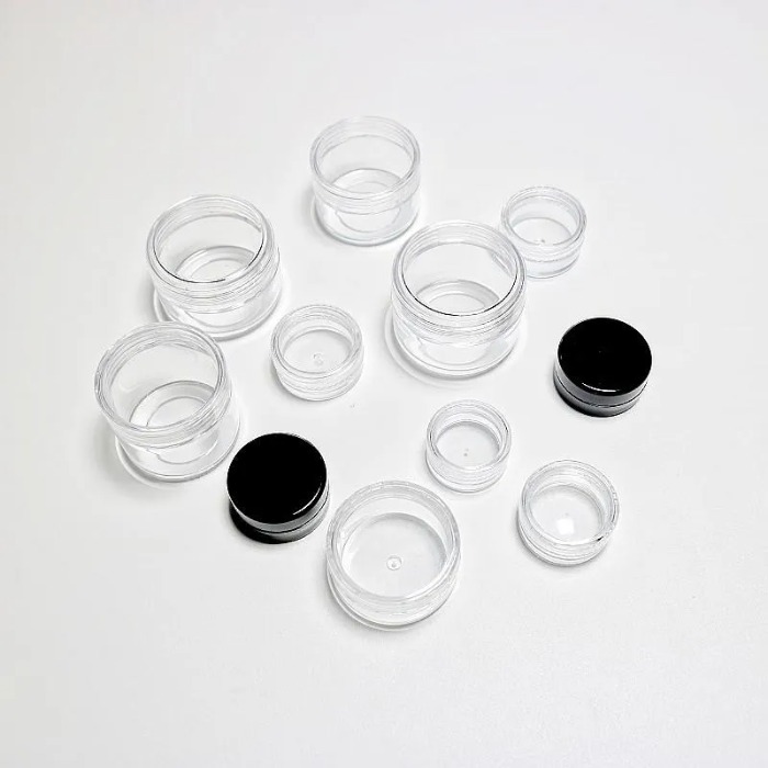 1 3 5 10 20 30 Gram Jars Cosmetic Sample Empty Container, 5ML Plastic, Round Pot, Screw Cap Lid, Small Tiny 5G Bottle, for Make Up, Eye Shadow, Nails, Powder, Paint, Jewelry