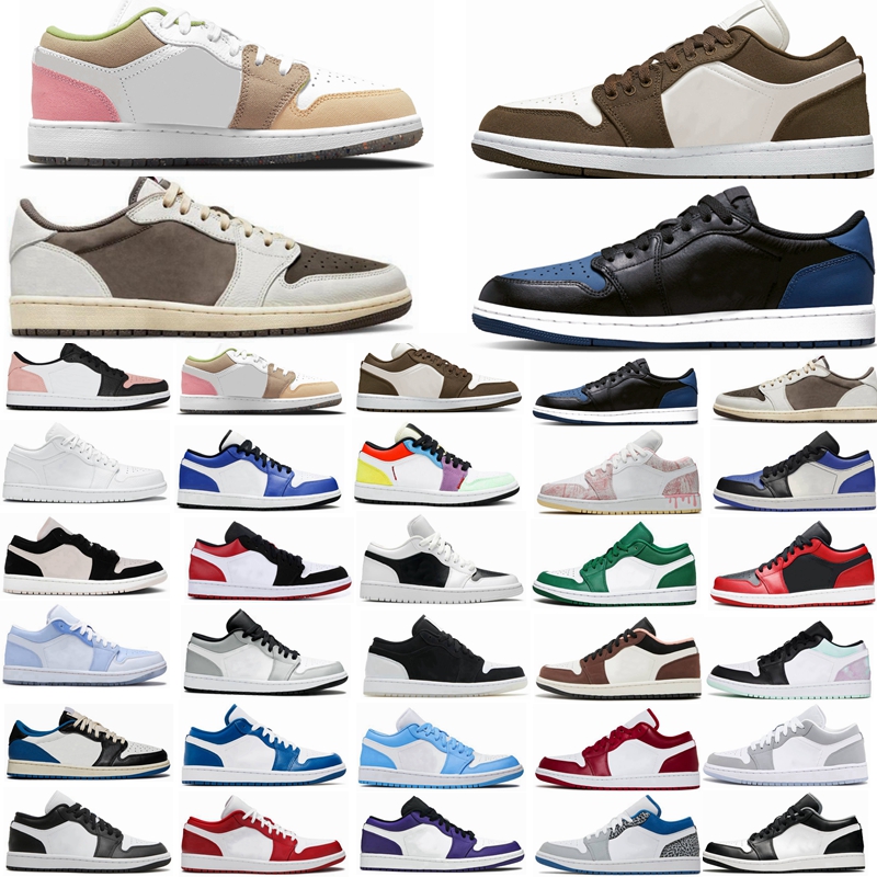 

Jumpman 1 1s Low Mens Basketball Shoes Black Phantom Fragment Dark Reverse Mocha Starfish True Blue Wolf Grey UNC Tear Away Silver Bred Toe Women Sport Trainer Sneaker, 31