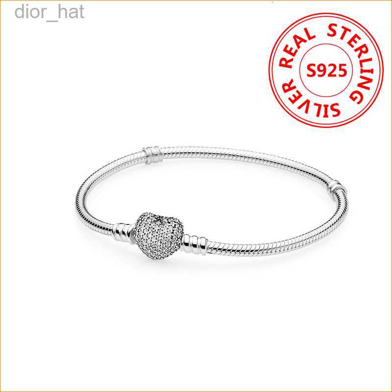 

Authentic 925 Sterling Silver Heart Charms Bracelet For Pandora European Beads Bangle Wedding Gift Jewelry for Women with Original box