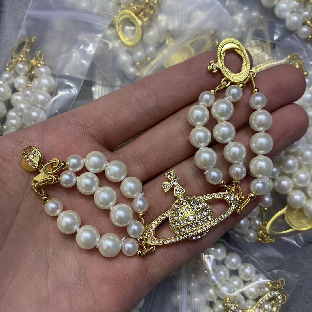 

Designer Charm Bracelets Letter Vivian Chokers Luxury Women Fashion Jewelry Metal Pearl Bracelet cjeweler Westwood ghfg