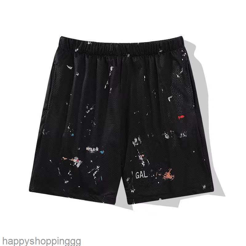 

Men' casual sports shorts Galleryes depts Shorts Designer Colorful Ink-jet Hand-painted French Classic Printed Mesh Sports Drawstring, G832 black