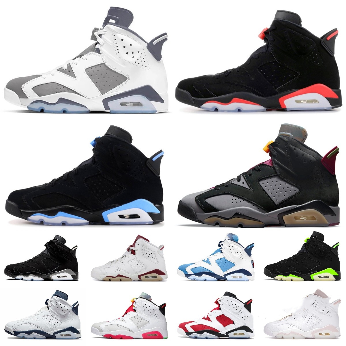 

retro Basketball Shoes Jumpman 6 Cool Grey Washed Denim Georgetown Red Oreo UNC Mint Foam Gold Hoops Black Infrared Bordeaux Metallic Silver Mens Trainer Sneakers, 12