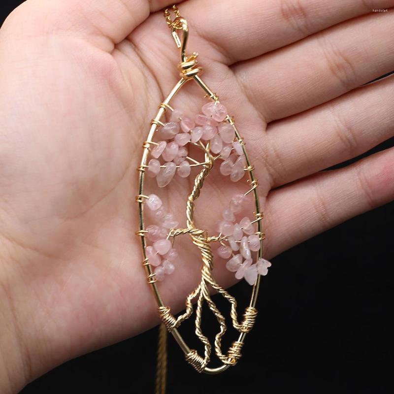 

Pendant Necklaces Reiki Healing Tree Of Life Necklace Gold Color Wire Wrap Charms For Women Fashion Jewelry Party Gifts