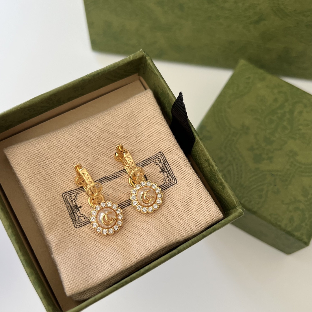 Double letter earrings High Quality Necklace Cuban Earrings Necklace Punk Vintage Master Design Women's New Year Jewelry Accessories 2023-image-855551683