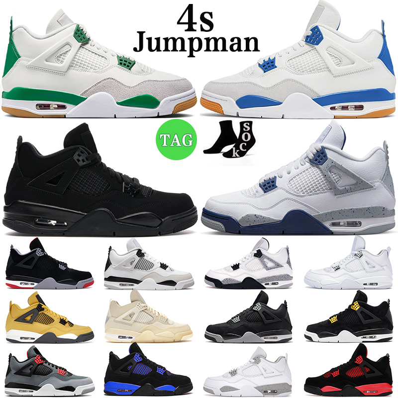 

Pine Green 4 Retro Basketball Shoes Jumpman 4s Sapphire Black Cat Black Cat Midnight Navy Military Black Sail Cactus Jack Bred mens trainers outdoor sports sneakers, Desert moss