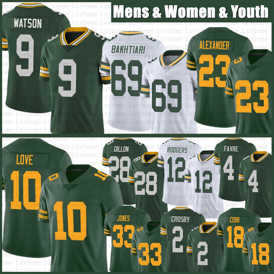 

Aaron Jones 10 Love Football Jersey Christian Watson Jaire Alexander Randall Cobb AJ Dillon David Bakhtiari Mason Crosby Green Bayes Packer Quay Walker Reggie White, Mens