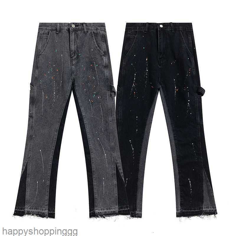 

Men' Pants Fashion Galleryes Depts Street Hip Hop High Worn Out Washed Splash Paint Painted Jeans