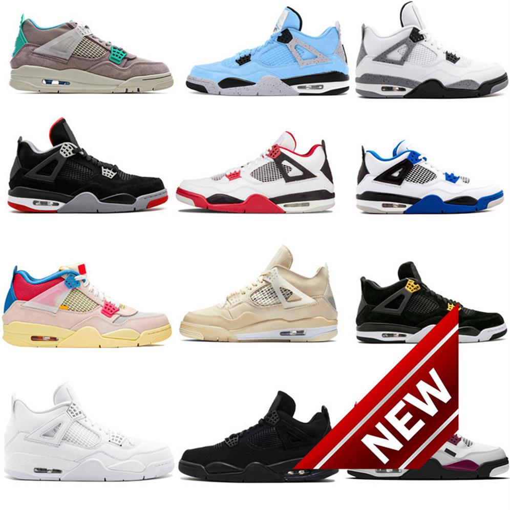 

4 Womens Mens Basketball Shoes 4s Jumpman Sneakers Oreo Black Cat Fire Bred Iv Cactus Jack Trainers Taupe Haze Unc Blue Metallic C3342, 48
