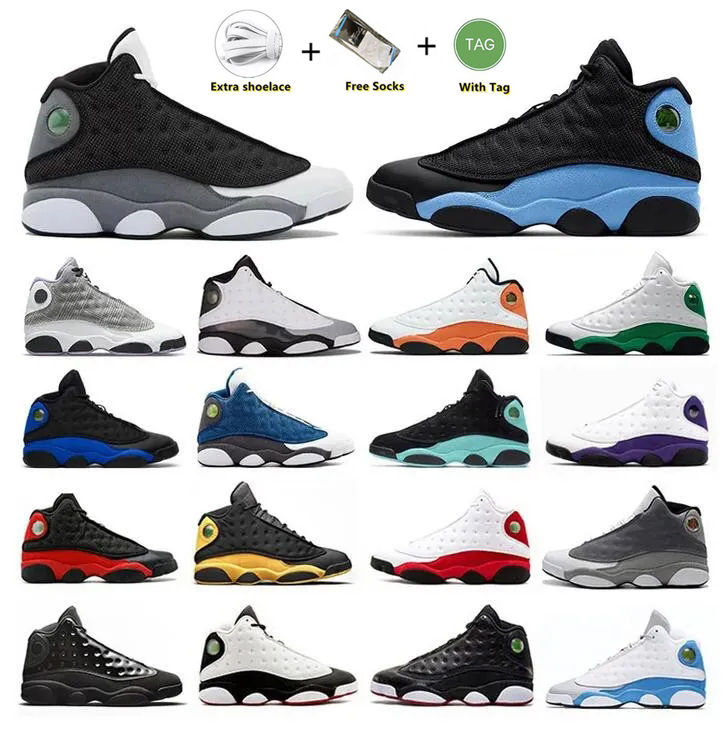 

JUMPMAN 13s Men Basketball Shoes French Blue Del Sol Obsidian Black Cat Hyper Royal Bred Starfish Cap and Gown 13 trainers sports sneakers 40-47, 32