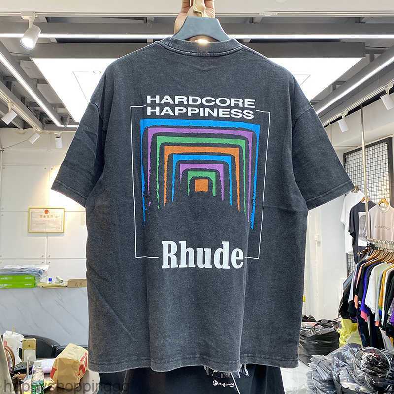 

Men's T-Shirts Men Women Vintage Heavy Fabric RHUDE BOX PERSPECTIVE Tee Slightly Loose Tops Multicolor Nice Washed Rhude T-shirt T221202