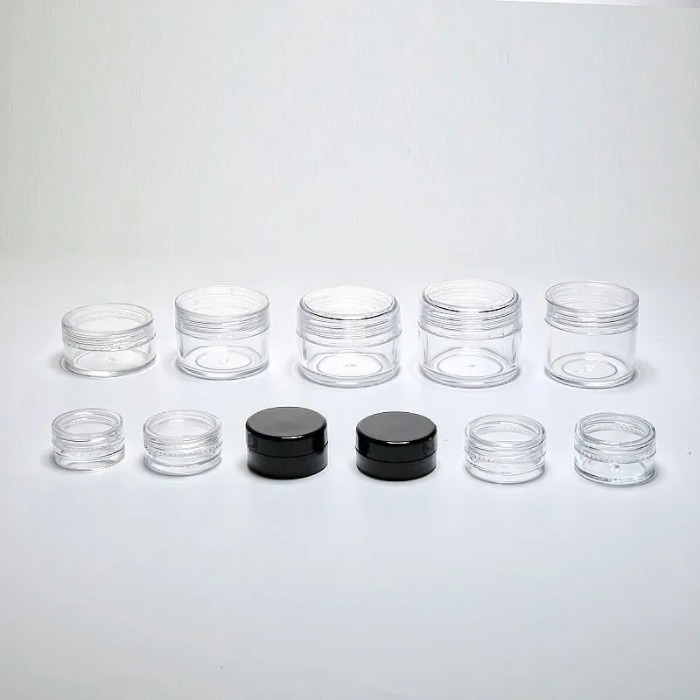 1 3 5 10 20 30 Gram Jars Cosmetic Sample Empty Container, 5ML Plastic, Round Pot, Screw Cap Lid, Small Tiny 5G Bottle, for Make Up, Eye Shadow, Nails, Powder, Paint, Jewelry