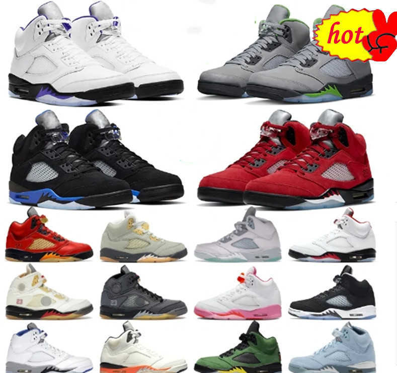 

NEW J4 Jumpman 5 Retro Basketball Shoes Men 5s Green Bean Dark Concord Racer Blue Raging Bull Red Suede Jade Horizon Sail What The, 17