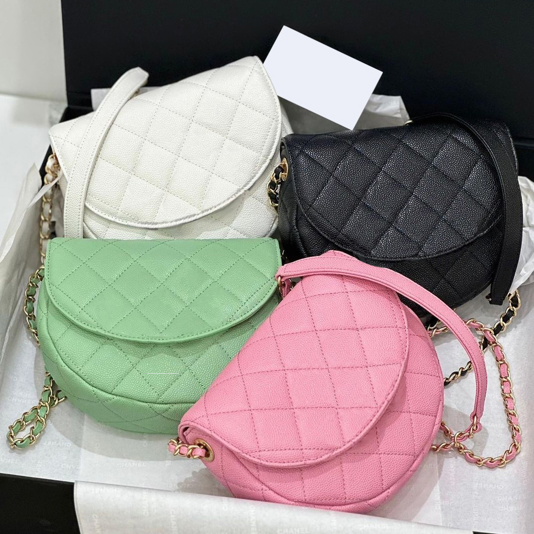 

2023 Latest Products men pochette channel bag Luxury half moon chain clutch Shoulder Designer bag for women tote handbag quilted caviar cc real Leather Crossbody bag, Black