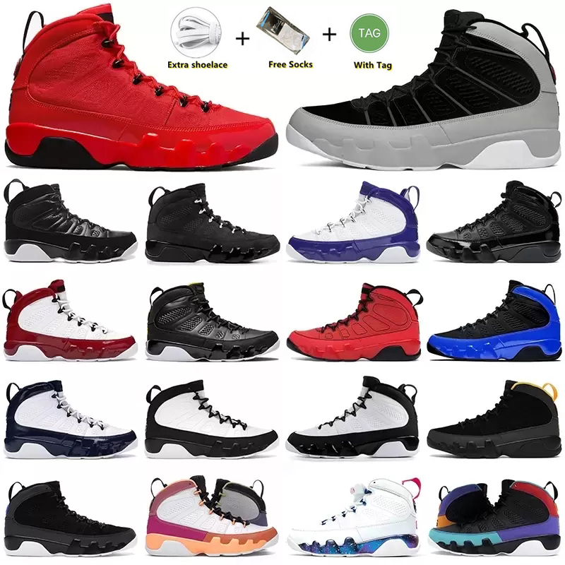

Chile Red 9 9s OG Basketball Shoes Jumpman Mens Sneakers Particle Grey Bred Patent Racer Blue White Gym Statue Dark Charcoal University Gold Space Jam Sports Trainers