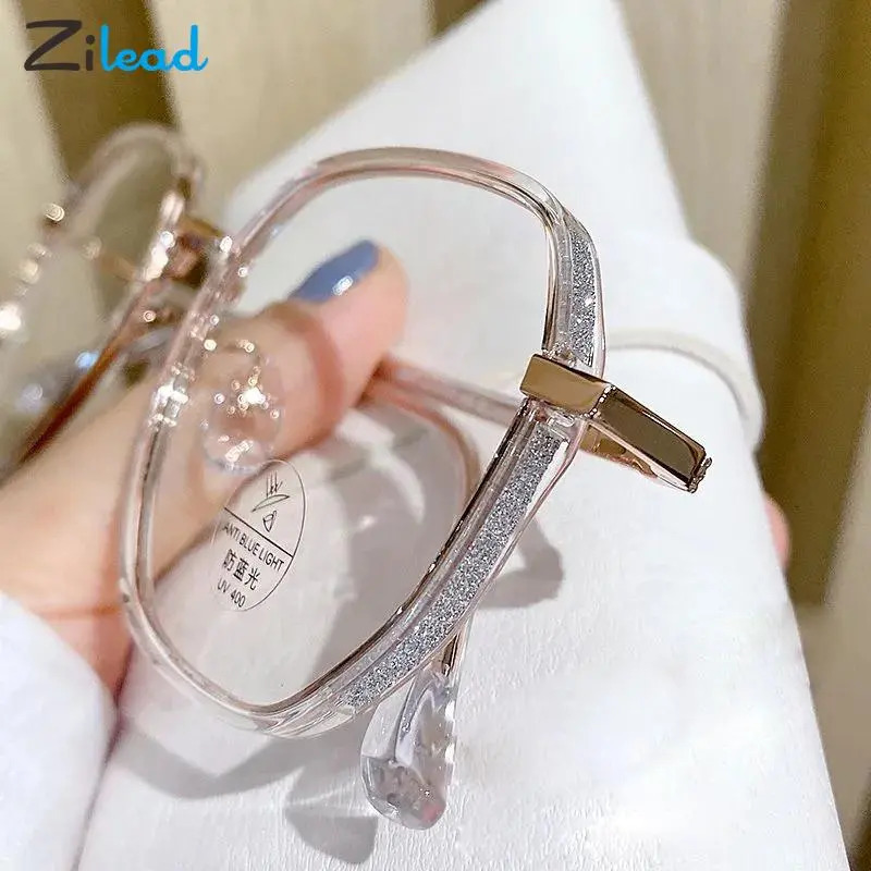 Sunglasses Frames Zilead Vintage Square Metal Glitter Frame Reading Glasse Fashion Optical Eyewear Anti blue Light Presbyopia Eyeglasses 231101