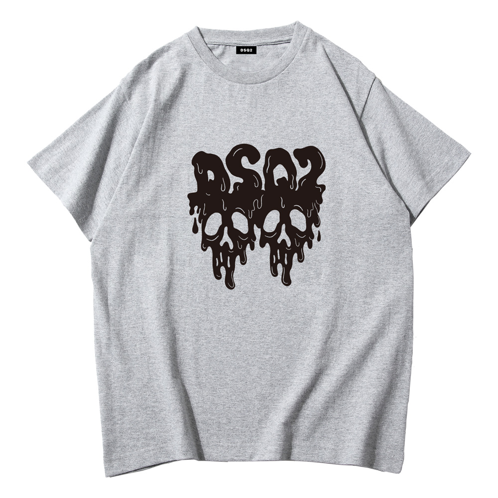 

DSQ2 ICON DSQICON2 printed shirts Cotton Tee Casual Short Sleeve Classic Fashion Trend for Cotton Pullover Men and Women O-neck sleeved Simple Street HIP-HOP, Gray