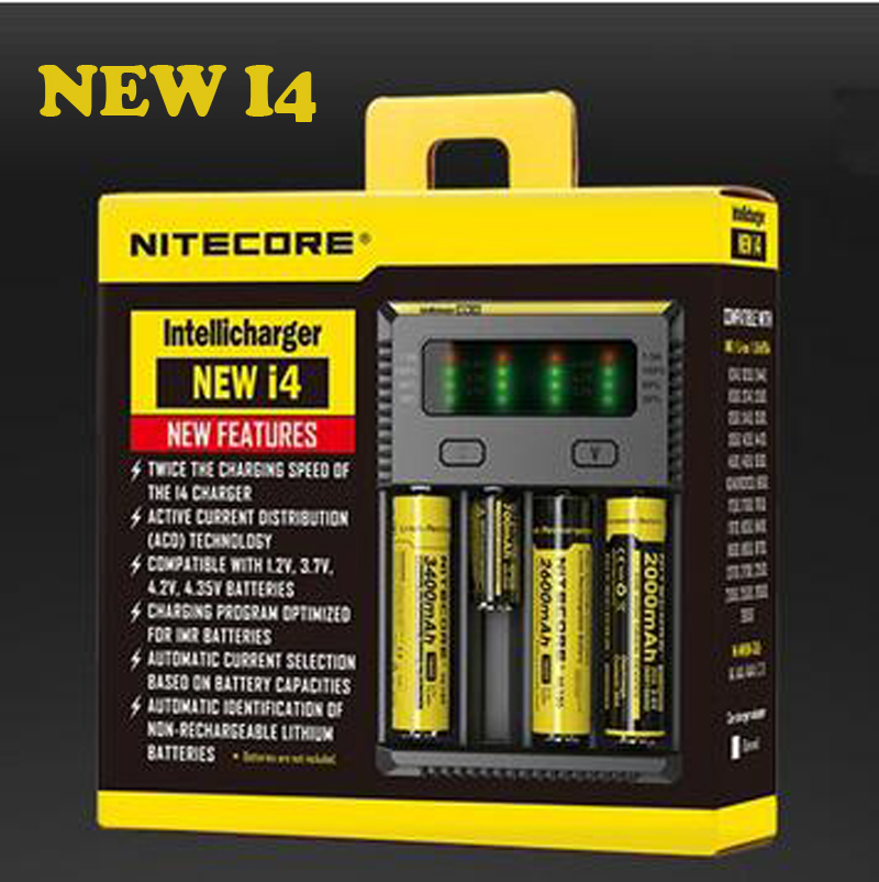 

Original Nitecore New I4 Charger Digicharger LCD Display Battery Intelligent 4 Slots Charge for IMR 18650 14500 20700 21700 Universal Li-ion Battery VS Q4 D4 UM4 UMS4