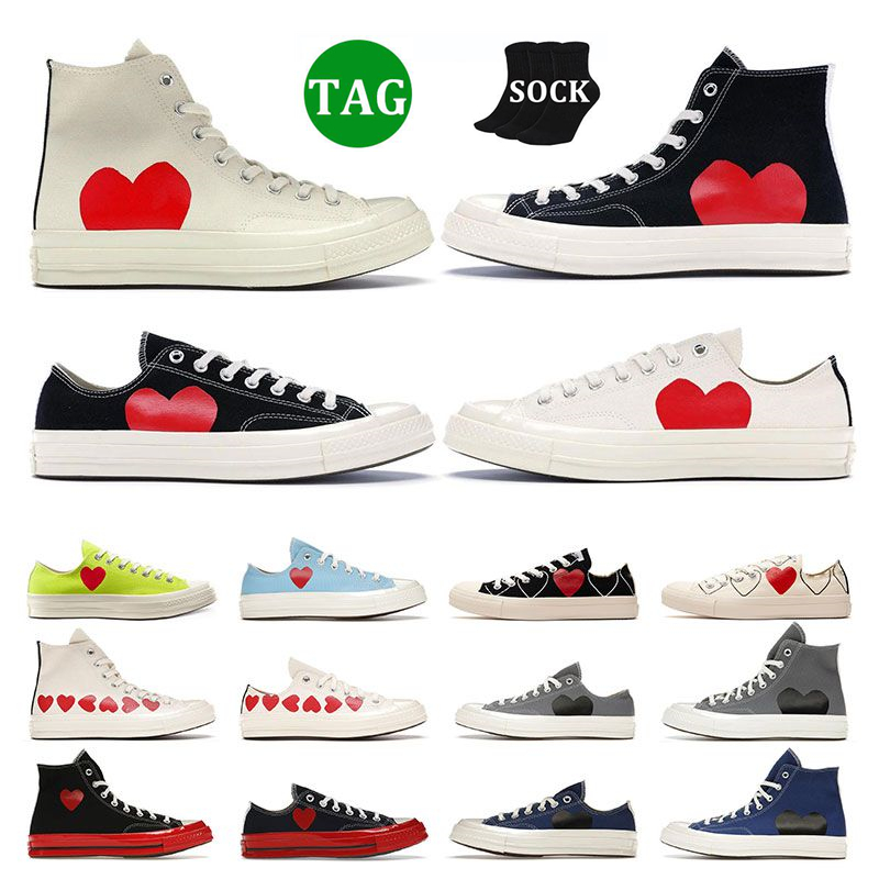 

men women casual shoes 1970s canvas shoe 1970 flat PLAY Black Green eyes low multi hearts mens sneakers sports trainers size 35-44, #3 play black red midsole low