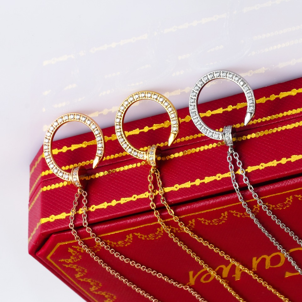 

3color Luxury Designer Pendant Necklaces Stainless Steel Gold Plated Rhinestone Necklace Women Jewerlry Accessories