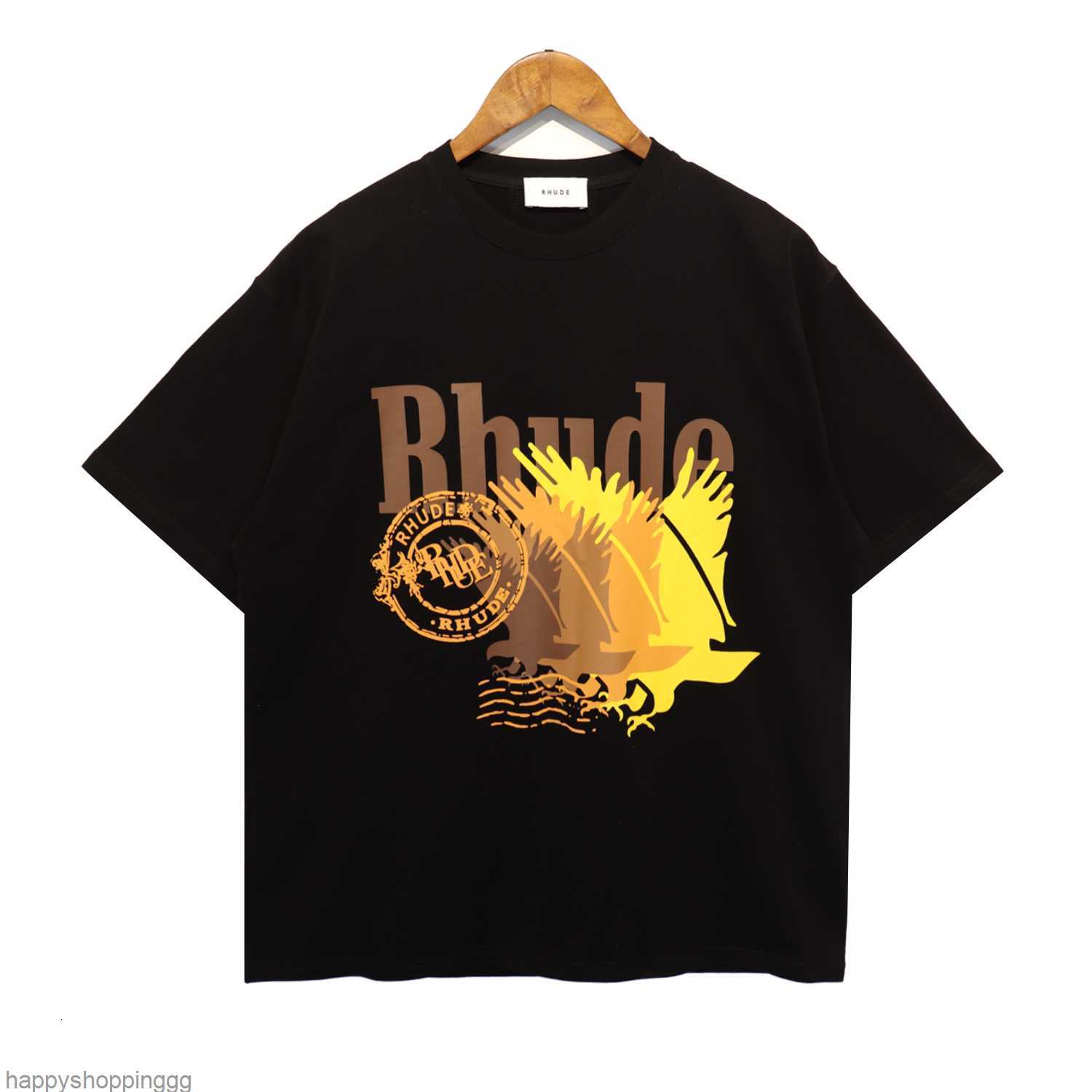 

Classic Summer designer shirt luxury rhude t shirt womens and men' tshirt short sleeve and round neck fashion tees ladies T-shirts, Black