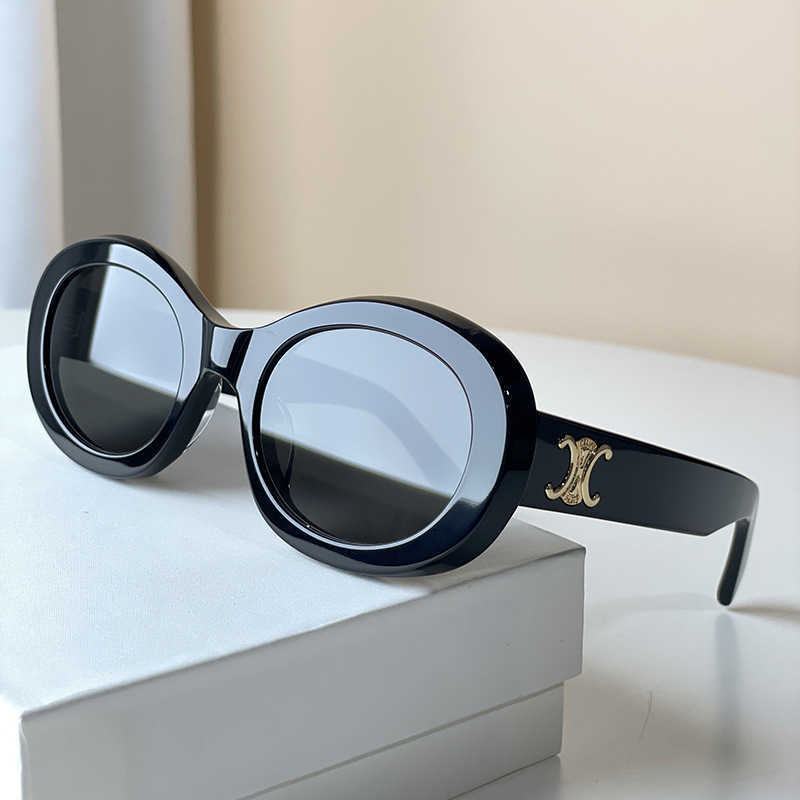 

Elliptical nearsighted Sunglasses triumphal arch fashion women advanced sense ins Black Sunglasses net red