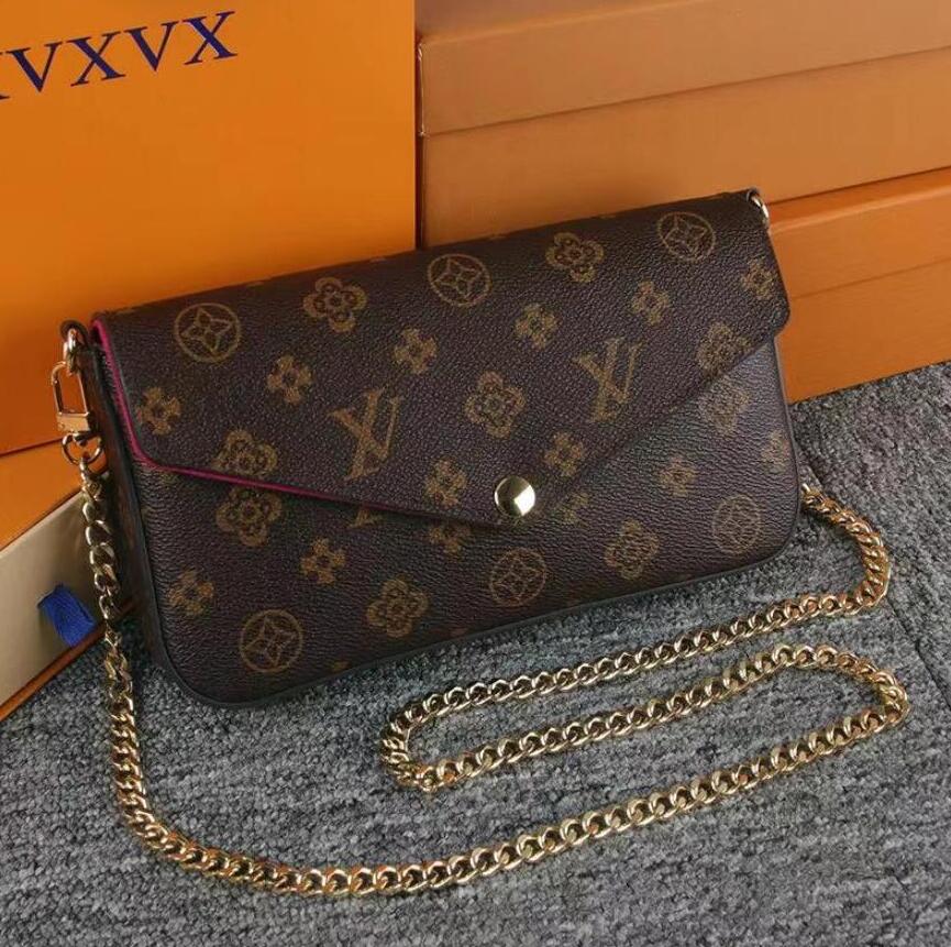 2023 en cuir véritable Designer femmes Felicie Pochette femmes chaîne sacs portefeuille Messenger sacs à main luxe bandoulière sac à bandoulière