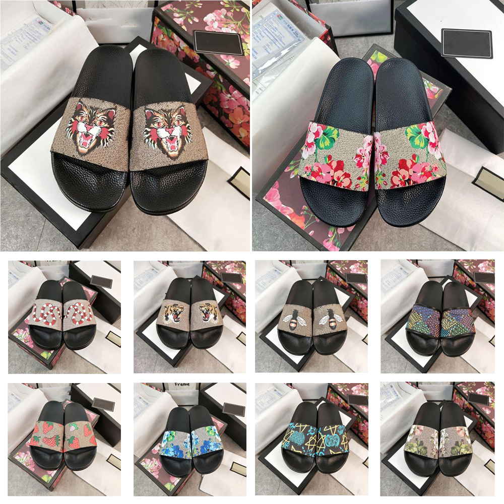 

Designer Men Women Sandals with Correct Flower Box Dust Bag Shoes snake print Slide Summer Wide Flat Sandal Slipper Size 35-48, 14