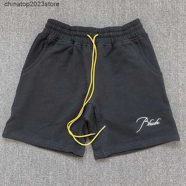 

RHUDE Men' 2023 New Brand Rhude Men' and Women' Designer shorts Version Mclaren Summer High Street Drawstring Fog Capris Loose America, Black