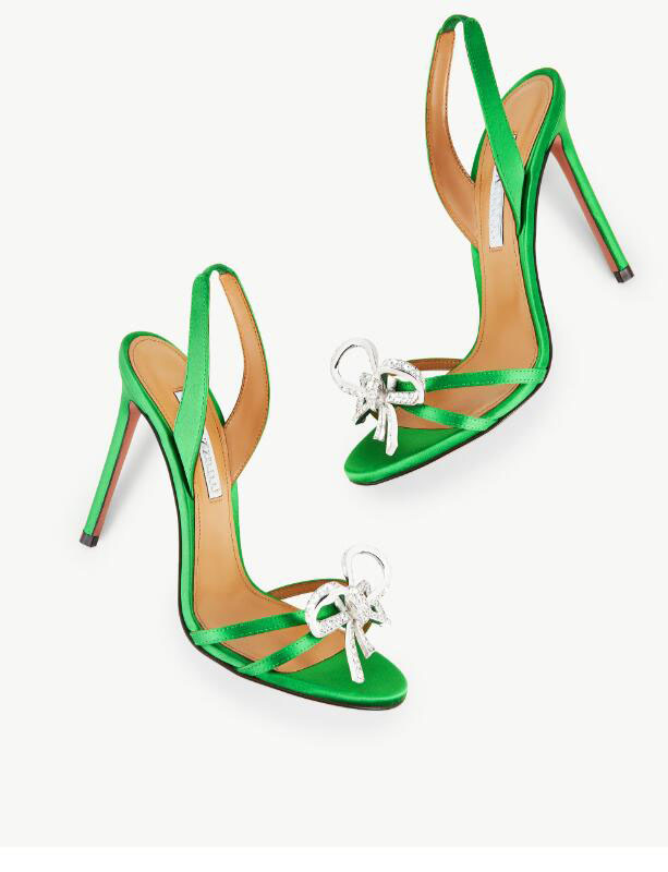 

Aquauras Top uality designers womens sandalsBabe Embellished Sandal Heels crysta buckle party wedding dress shoes heel sexy back strap leather sole sandal box