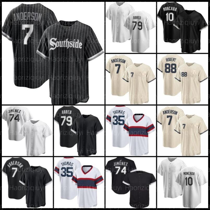 

7 Tim Anderson Baseball Jersey Eloy Jimenez Jose Abreu 88 Luis Robert Yoan Moncada Bo Jackson Lucas Giolito Yermin Mercede Keuchel Thomas Southside, Men jersey