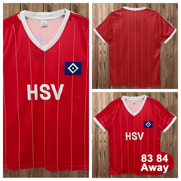 

1983 1984 Hamburger SV Retro Soccer Jersey Away Classic Vintage Red Football Shirt Adult Uniforms