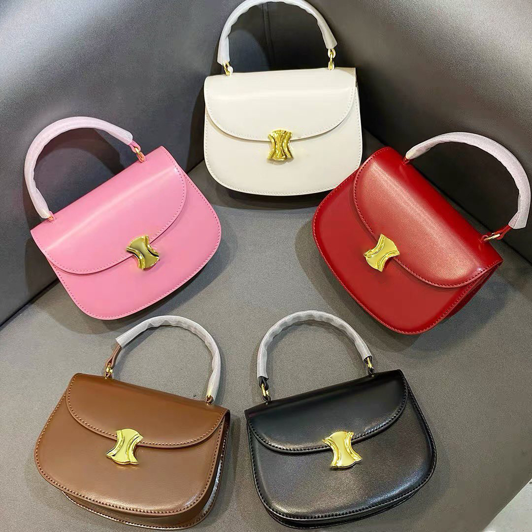 

10 Colors Designer Mini Bags Luxury besace triomphe celins travel messenger Bag Genuine leather handbag fashion Women's clutch shoulder bag purse men cross body tote, Red