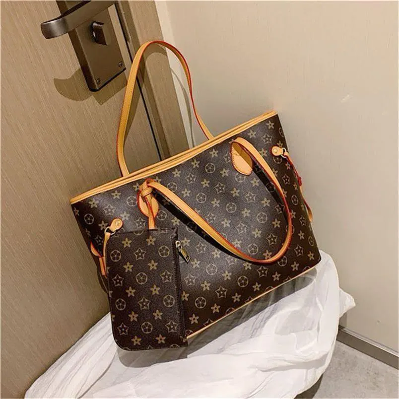 

Top 2pcs/set High Qulity Luxurys Designers Bags Women bag shoulder bag Messenger bags Classic Style Fashion Shoulder Lady Totes handbags purse wallet, Yellow flower